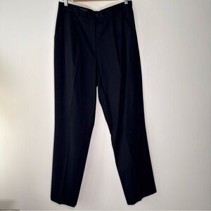 Escada Women's Navy Stretch Wool Blend Pleated Trouser Pants EU Size 42 US 10
